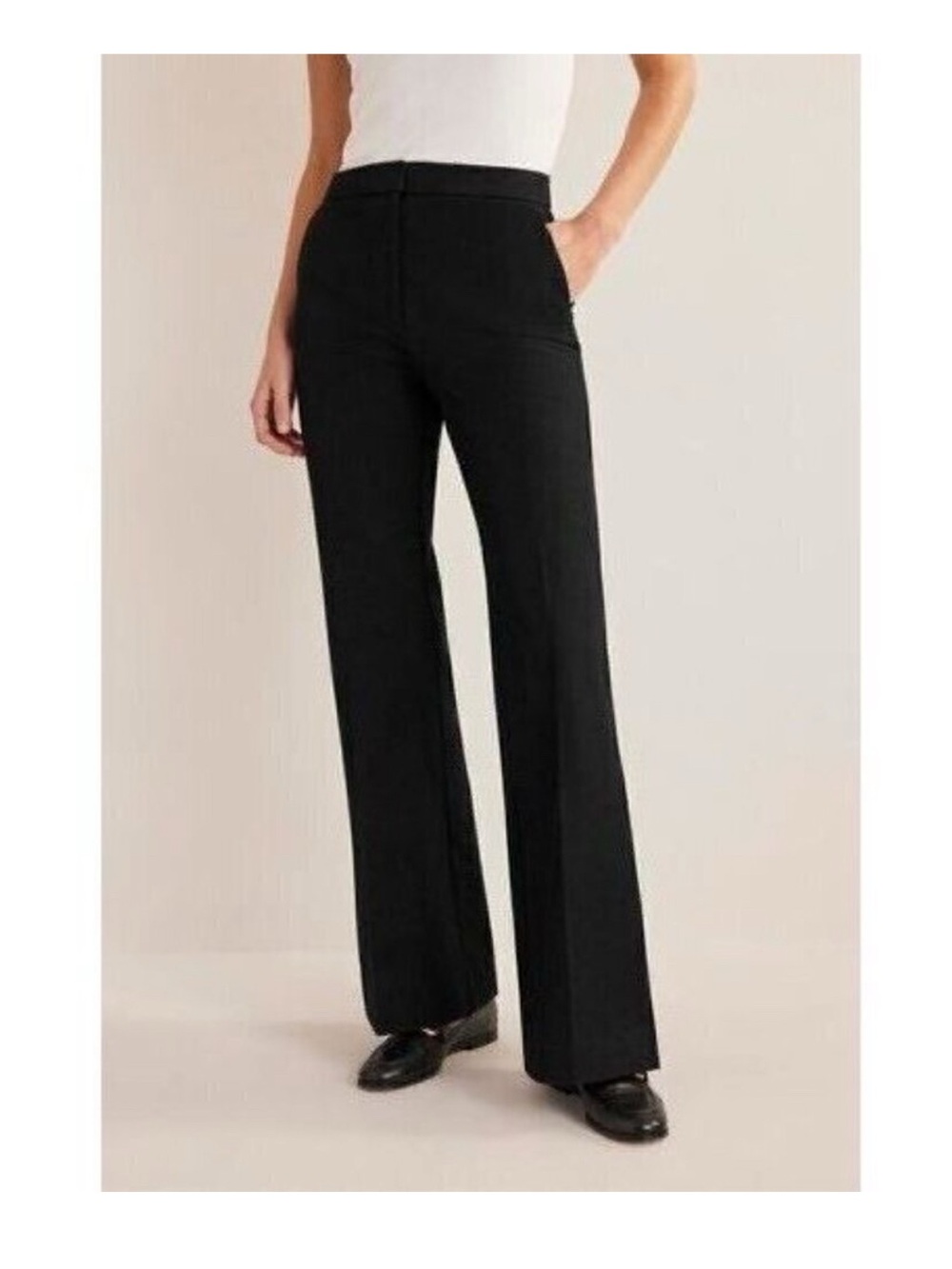 oden Black Wide Leg Tailored Pants Size 6R High Rise Trousers Office Workwear